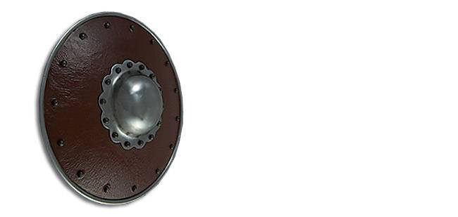 Leather Covered Buckler scalloped 9 inches
