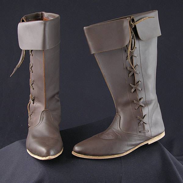  Knee Length Medieval Shoes, Laced, Dark Brown