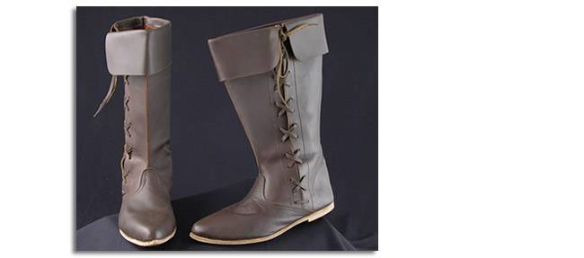  Knee Length Medieval Shoes, Laced, Dark Brown