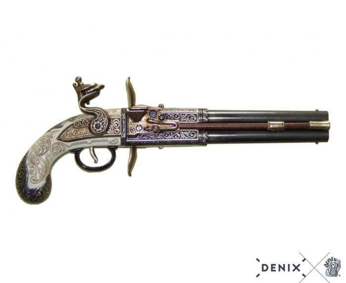DOUBLE-BARRELLED TURN-OVER PISTOL, UK, 1750