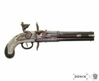 DOUBLE-BARRELLED TURN-OVER PISTOL, UK, 1750