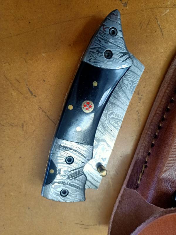 Tanto Style Damascus Folder