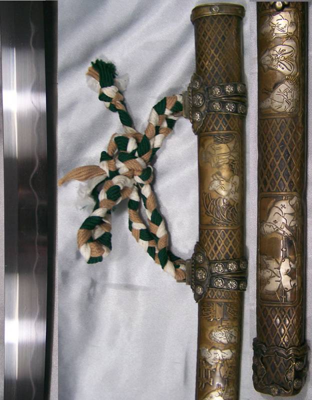 Daimyo Tachi 1095 folded 13x clay Harmon, cooper pattern saya