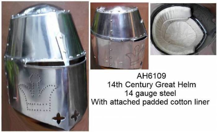 14th Century Great Helm 14 gauge