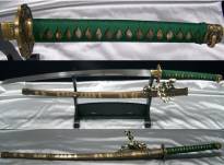 Daimyo Tachi 1095 folded 13x clay Harmon, cooper pattern saya